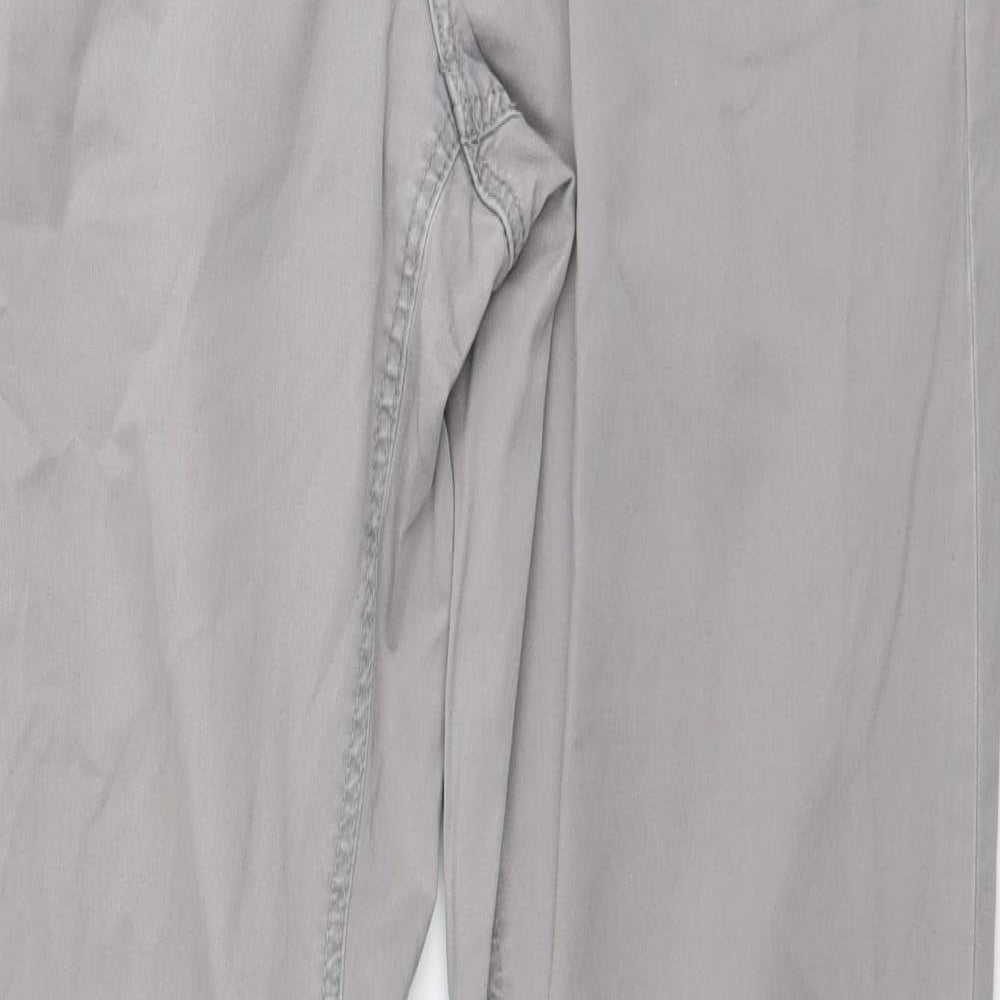 H&M Womens Grey Cotton Chino Trousers Size S L32 in Regular Button