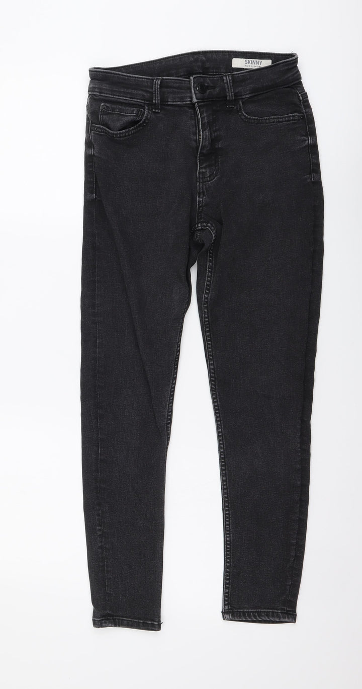 Marks and Spencer Womens Grey Cotton Skinny Jeans Size 8 L25 in Regular Button