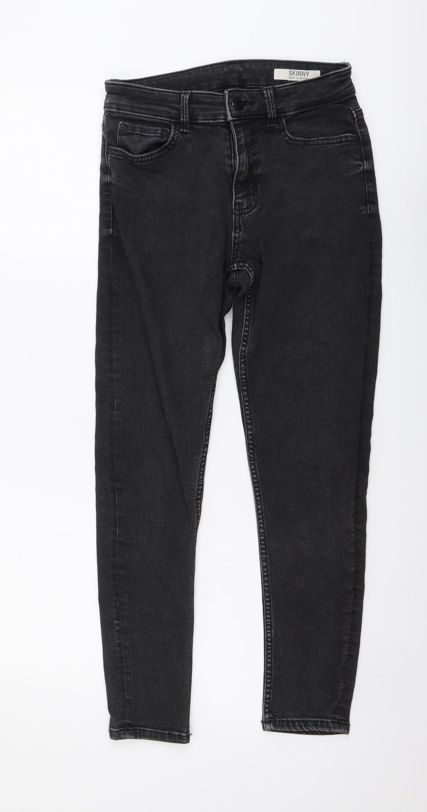 Marks and Spencer Womens Grey Cotton Skinny Jeans Size 8 L25 in Regular Button
