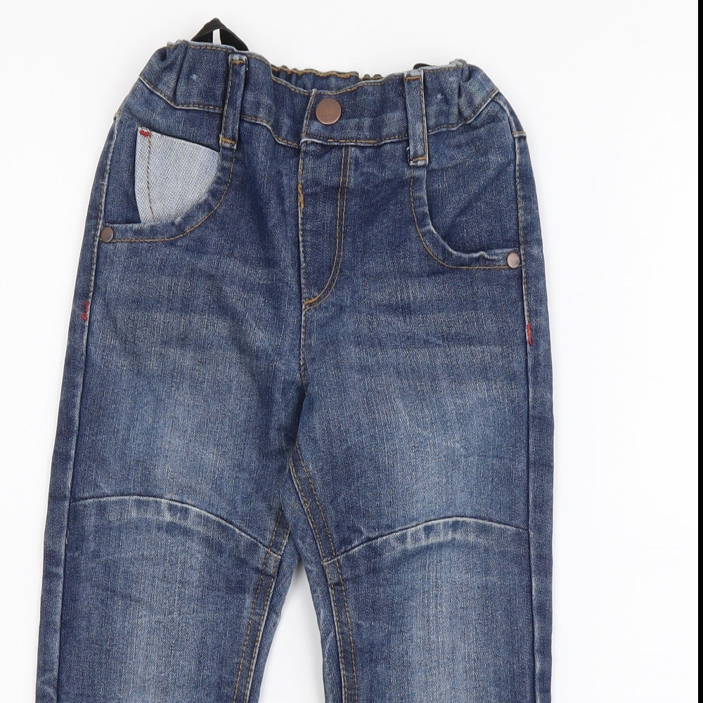 Preworn Boys Blue Cotton Straight Jeans Size 4-5 Years Regular Button
