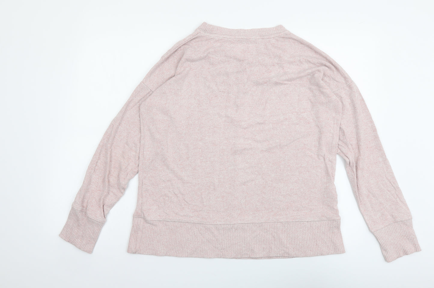 NEXT Womens Pink Round Neck Viscose Henley Jumper Size 14
