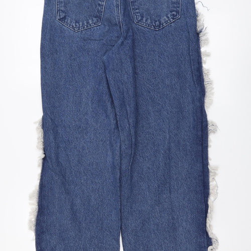 Boohoo Womens Blue Cotton Mom Jeans Size 6 L28 in Regular Button