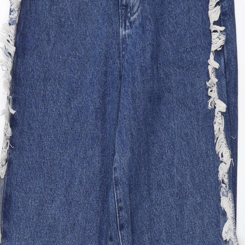Boohoo Womens Blue Cotton Mom Jeans Size 6 L28 in Regular Button