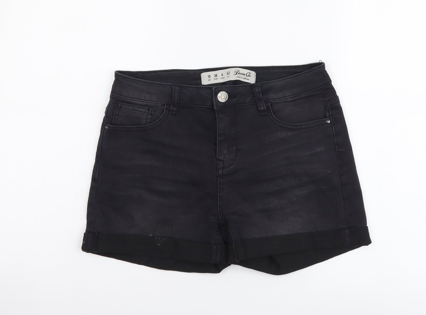 Denim & Co. Womens Grey Cotton Cut-Off Shorts Size 10 L3 in Regular Button