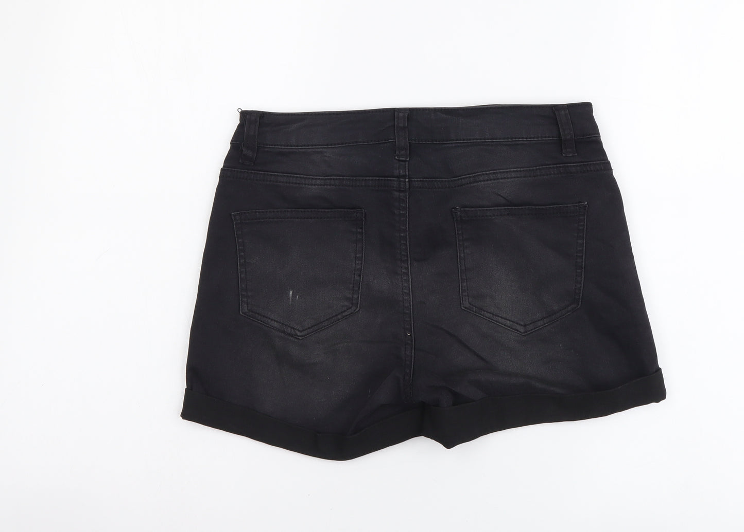 Denim & Co. Womens Grey Cotton Cut-Off Shorts Size 10 L3 in Regular Button