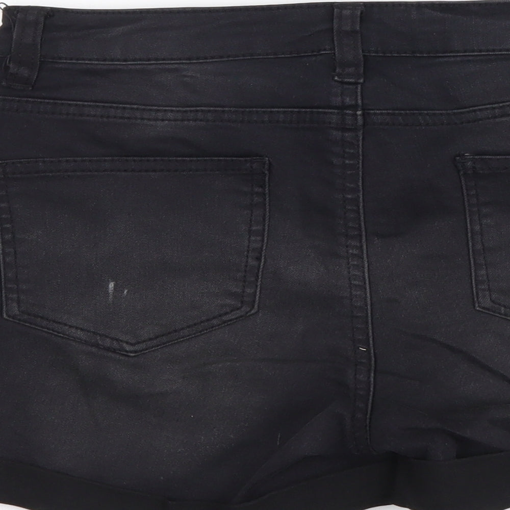 Denim & Co. Womens Grey Cotton Cut-Off Shorts Size 10 L3 in Regular Button