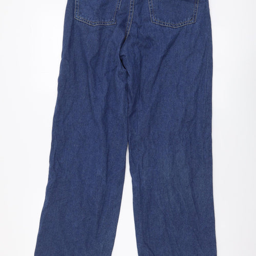Forever Denim Womens Blue Cotton Wide-Leg Jeans Size 6 L28 in Regular Button - Distressed Look