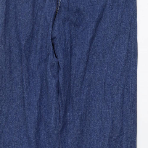 Forever Denim Womens Blue Cotton Wide-Leg Jeans Size 6 L28 in Regular Button - Distressed Look