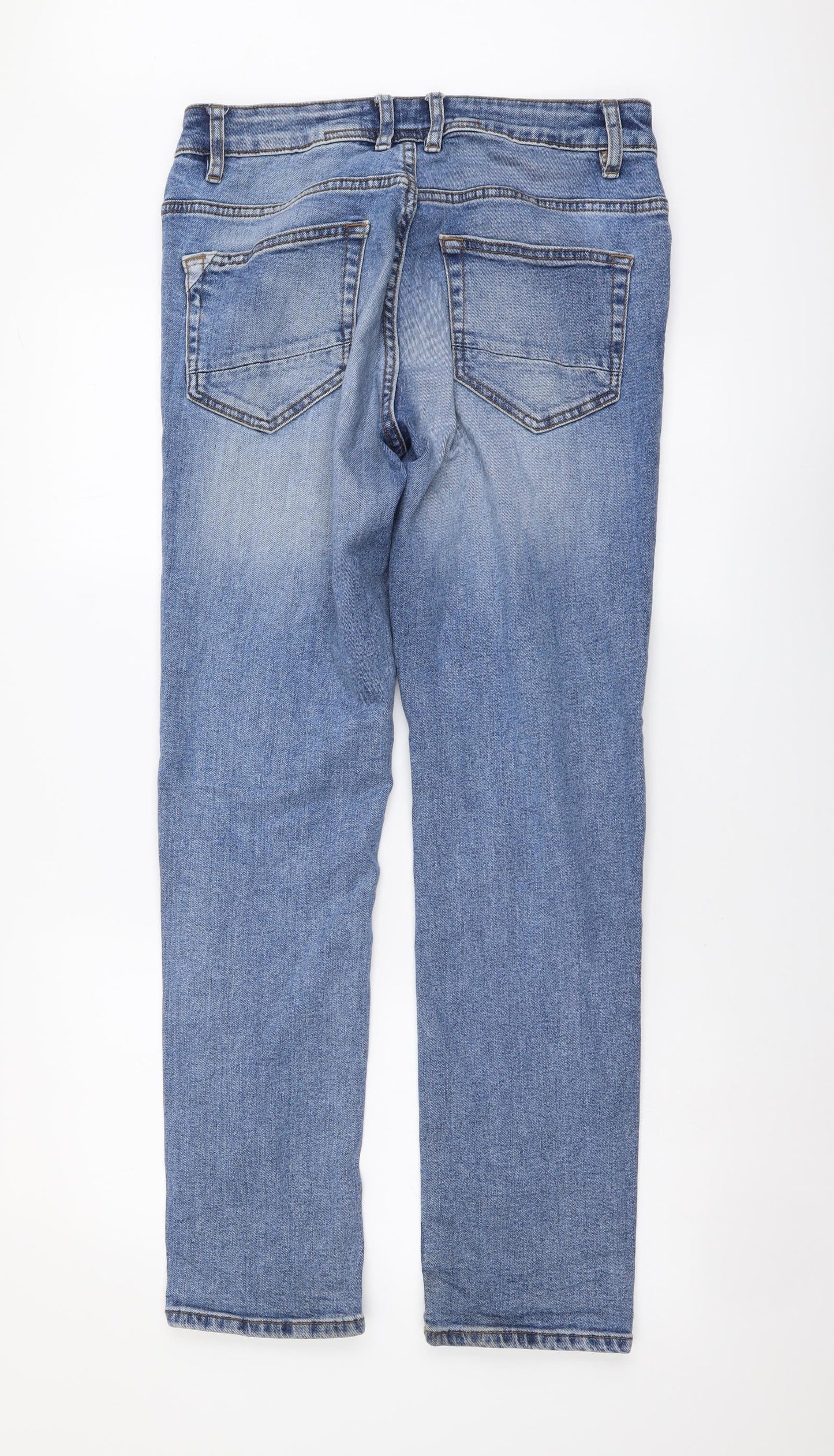 Burton Mens Blue Cotton Straight Jeans Size 32 in L30 in Slim Button
