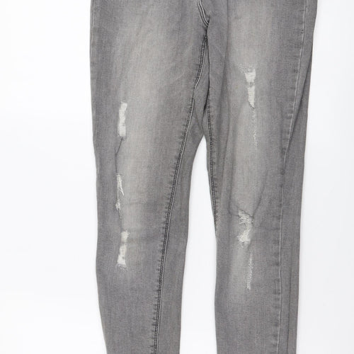 Candy Couture Girls Grey Cotton Skinny Jeans Size 14 Years Regular Button - Distressed Look