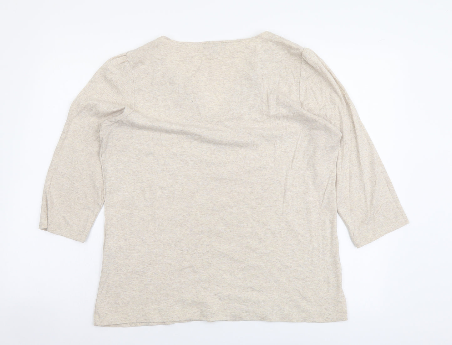 Per Una Womens Beige Cotton Basic T-Shirt Size 20 V-Neck