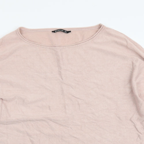Stardivarius Womens Pink Round Neck Acrylic Pullover Jumper Size S