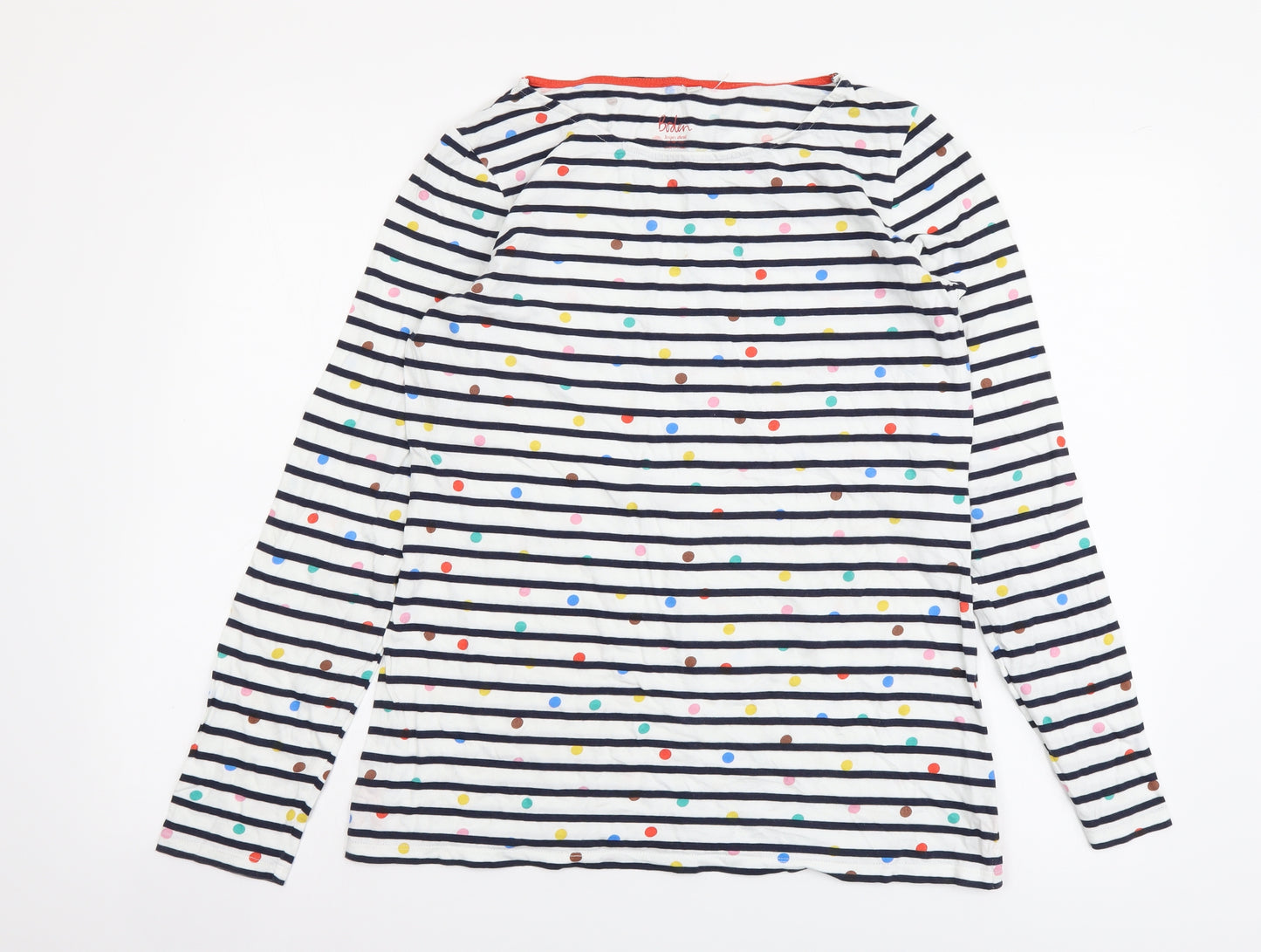 Boden Womens Multicoloured Striped Cotton Basic T-Shirt Size 12 Round Neck