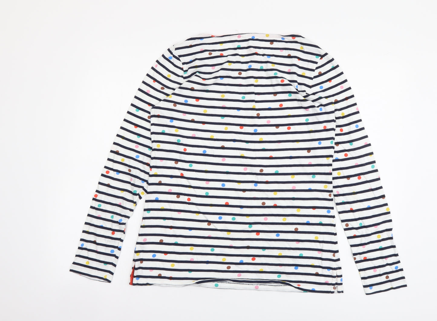 Boden Womens Multicoloured Striped Cotton Basic T-Shirt Size 12 Round Neck