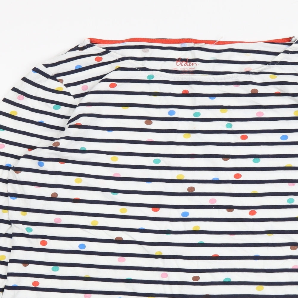Boden Womens Multicoloured Striped Cotton Basic T-Shirt Size 12 Round Neck