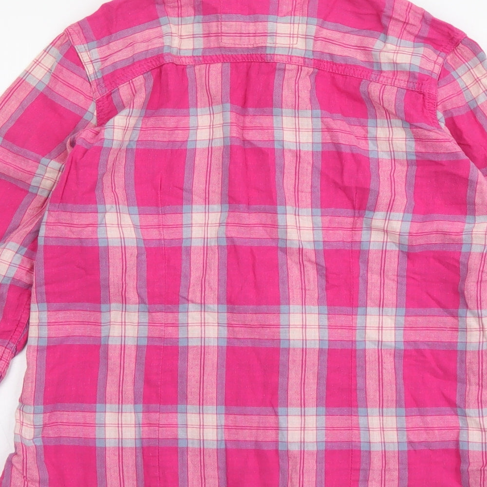 Falmer Womens Pink Plaid Cotton Basic Button-Up Size 14 Collared