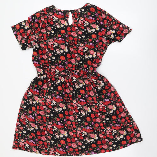 Kushi Womens Multicoloured Floral Polyester A-Line Size 10 Round Neck Pullover