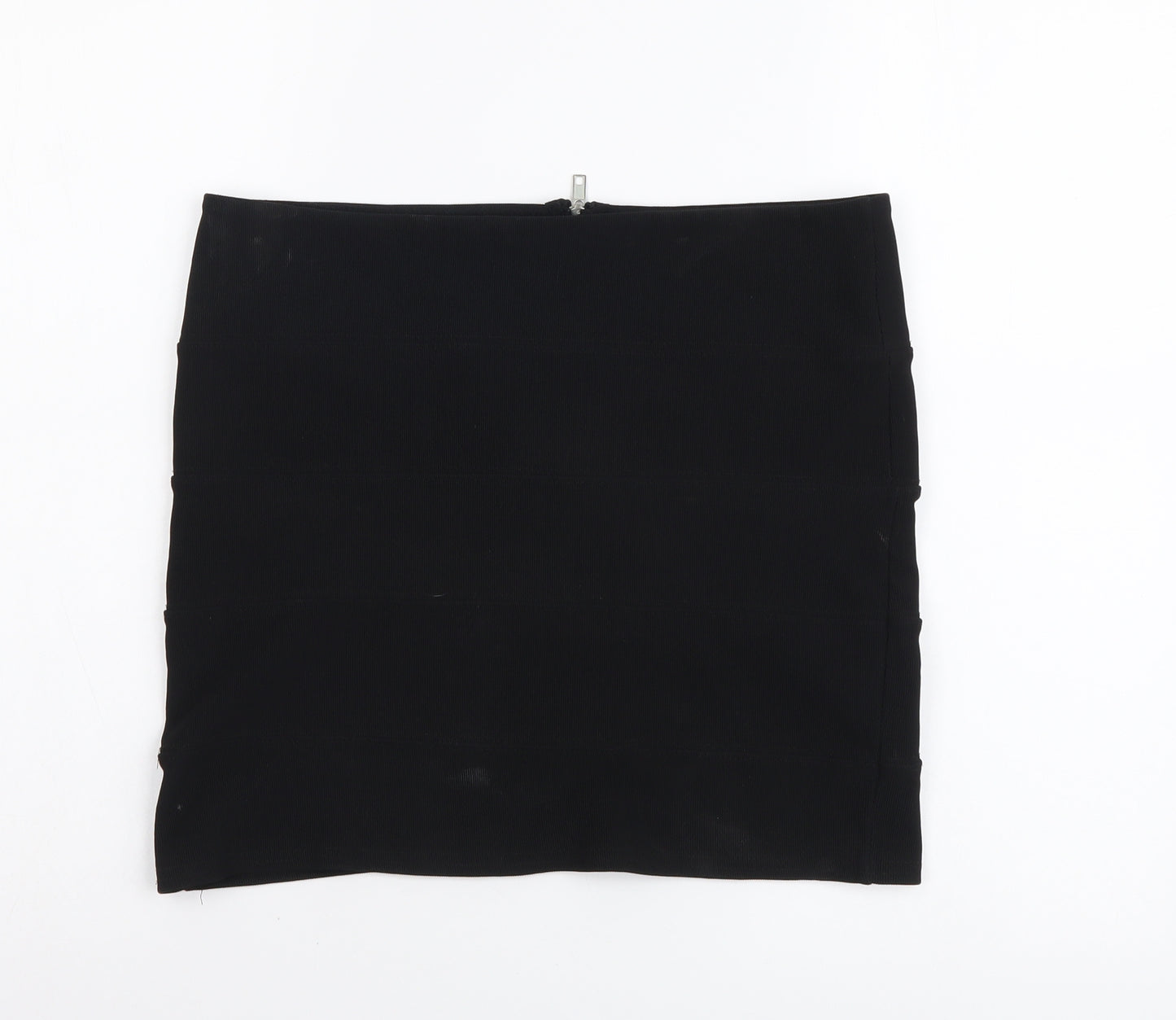 Prewron Womens Black Polyester Mini Skirt Size 30 in Zip