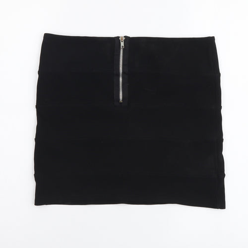 Prewron Womens Black Polyester Mini Skirt Size 30 in Zip