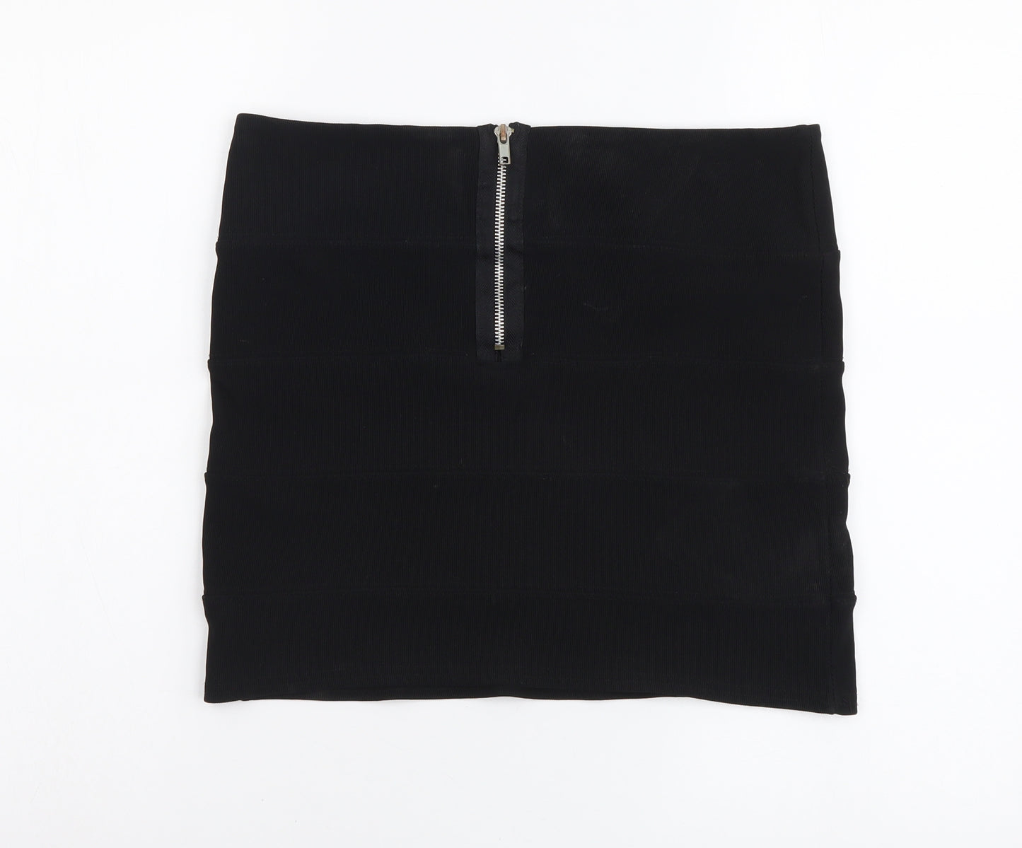 Prewron Womens Black Polyester Mini Skirt Size 30 in Zip