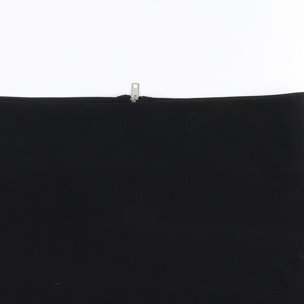 Prewron Womens Black Polyester Mini Skirt Size 30 in Zip