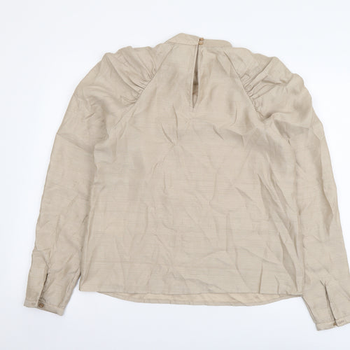 VILA Womens Beige Polyester Basic Blouse Size M Mock Neck