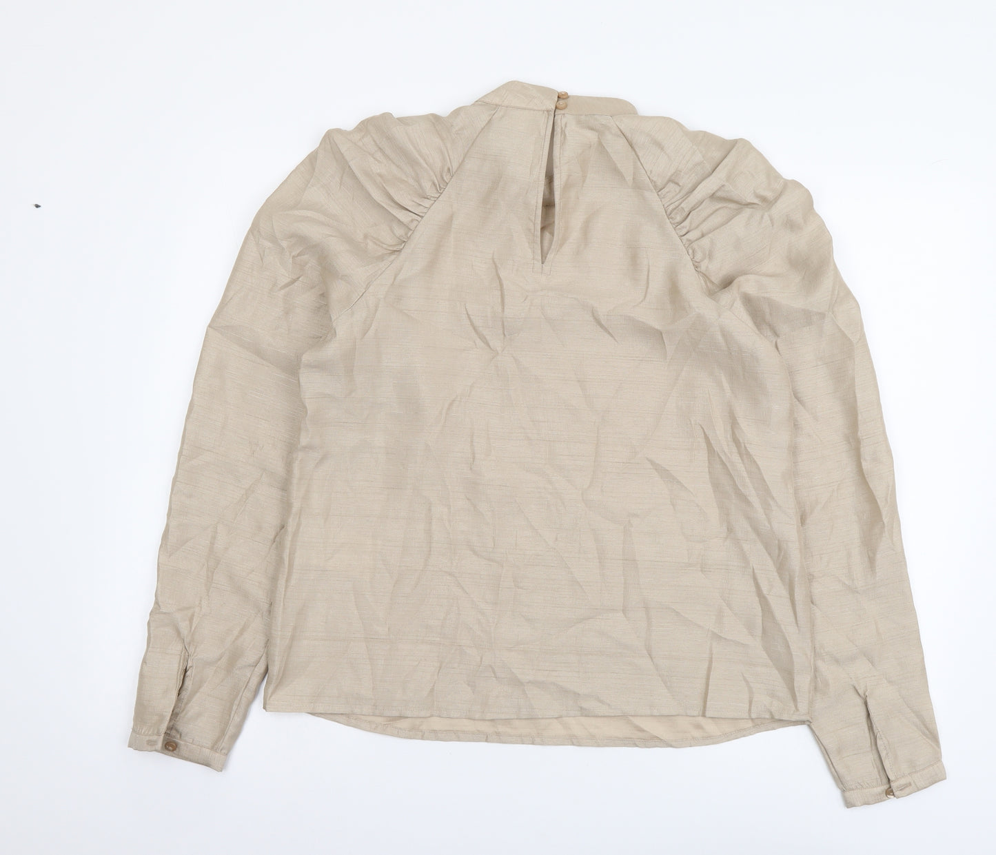 VILA Womens Beige Polyester Basic Blouse Size M Mock Neck