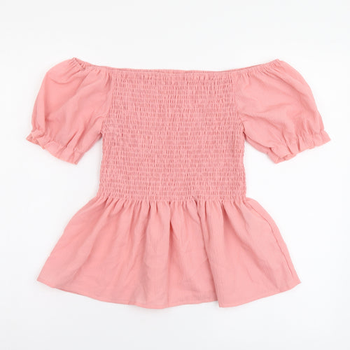 SheIn Womens Pink Polyester Basic Blouse Size XL Off the Shoulder
