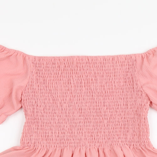 SheIn Womens Pink Polyester Basic Blouse Size XL Off the Shoulder