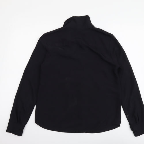 H&M Womens Black Polyester Basic Button-Up Size S Collared