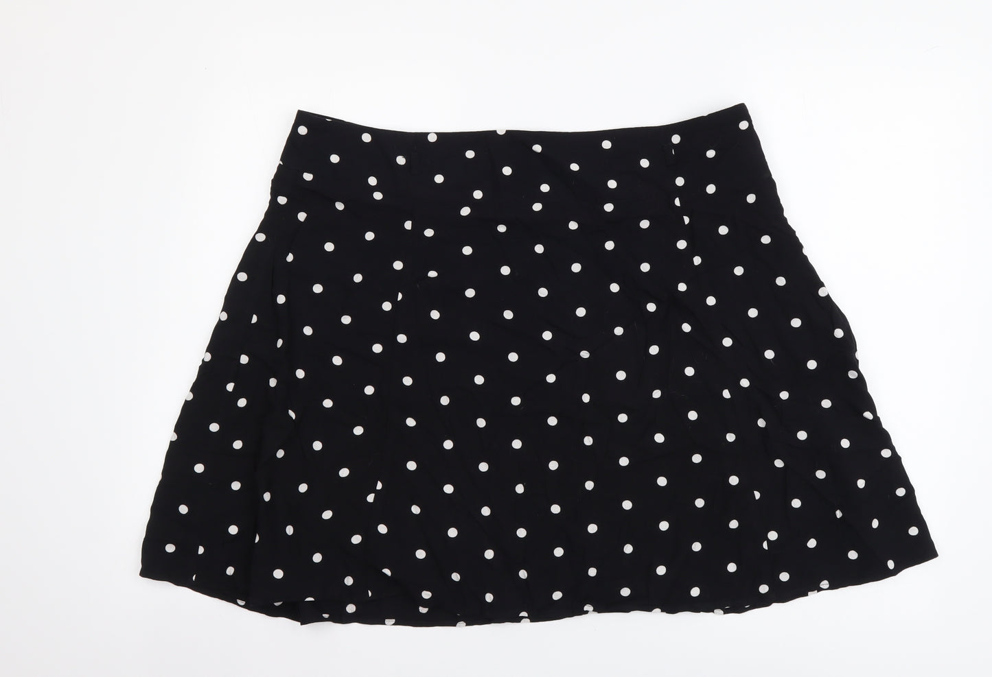 Papaya Womens Black Polka Dot Polyester Flare Skirt Size 16 Zip