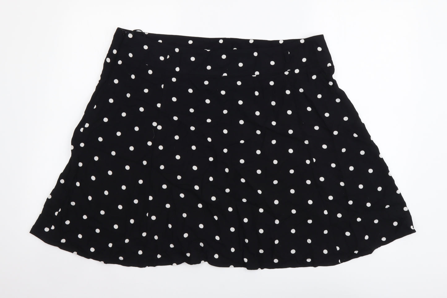 Papaya Womens Black Polka Dot Polyester Flare Skirt Size 16 Zip