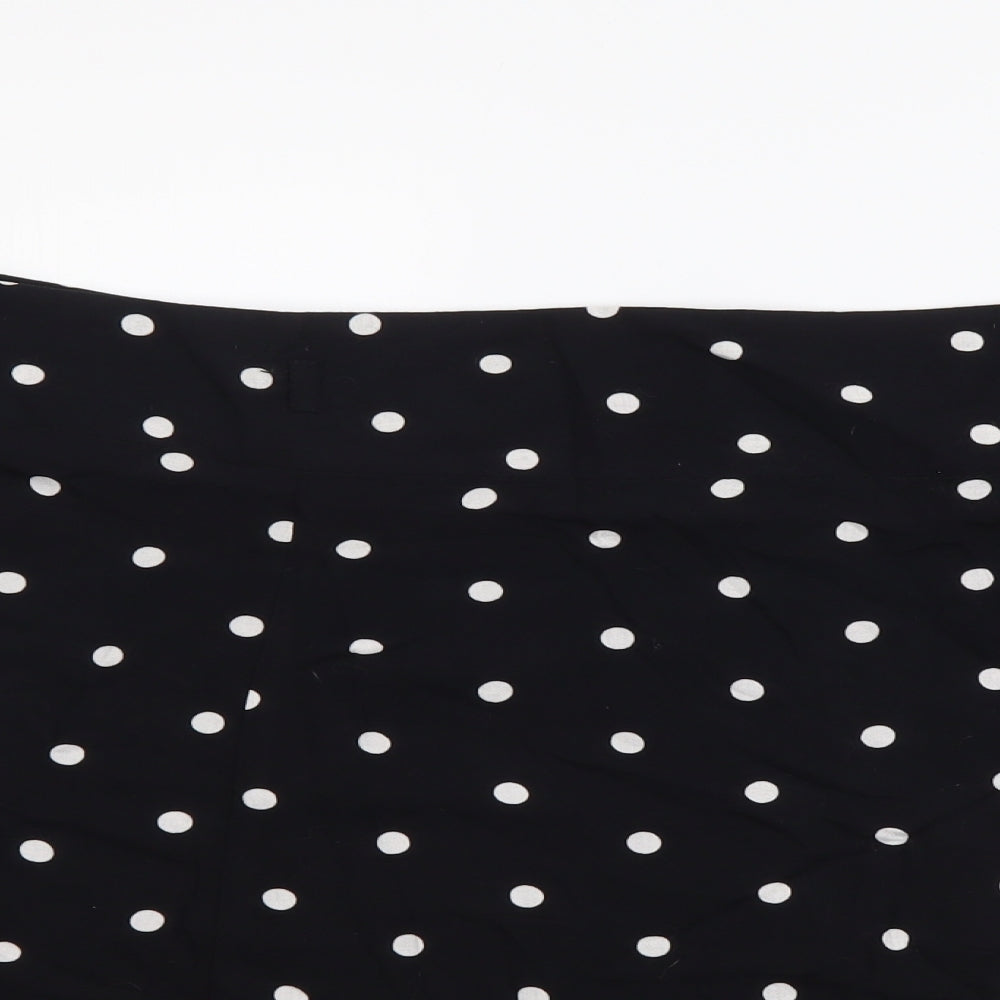 Papaya Womens Black Polka Dot Polyester Flare Skirt Size 16 Zip