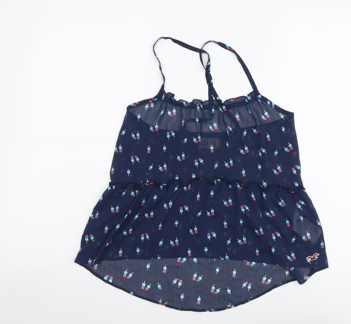 Hollister Womens Blue Geometric Polyester Camisole T-Shirt Size XS Halter