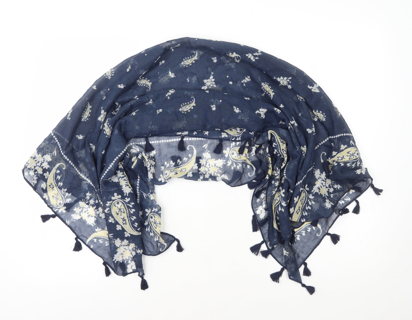 Preworn Womens Blue Paisley Cotton Scarf