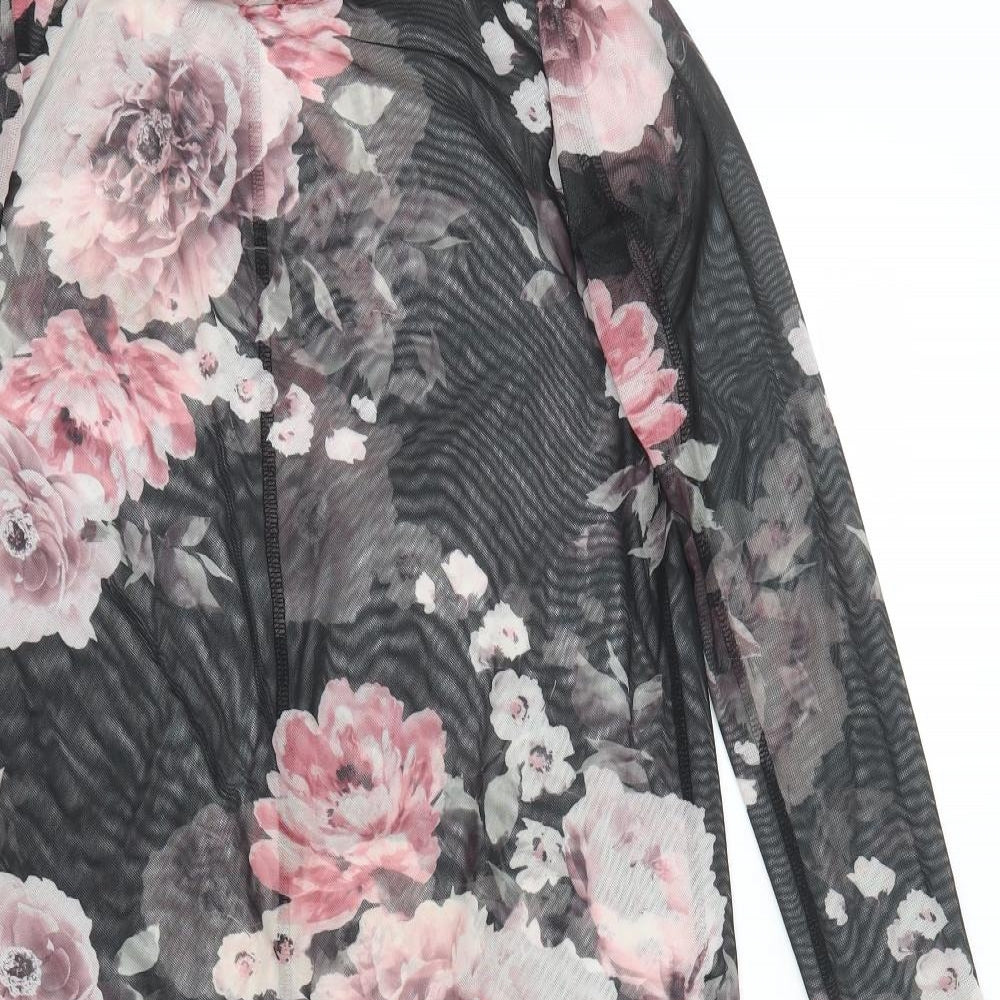 Atmosphere Womens Black Floral Polyester Bodycon Size 10 Round Neck Pullover