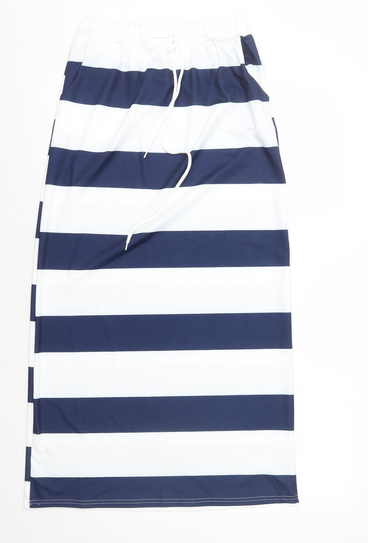 Preworn Womens Multicoloured Striped Polyester Straight & Pencil Skirt Size 8