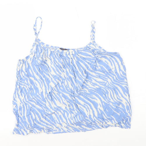 Marks and Spencer Womens Blue Animal Print Cotton Camisole Tank Size 14 Round Neck