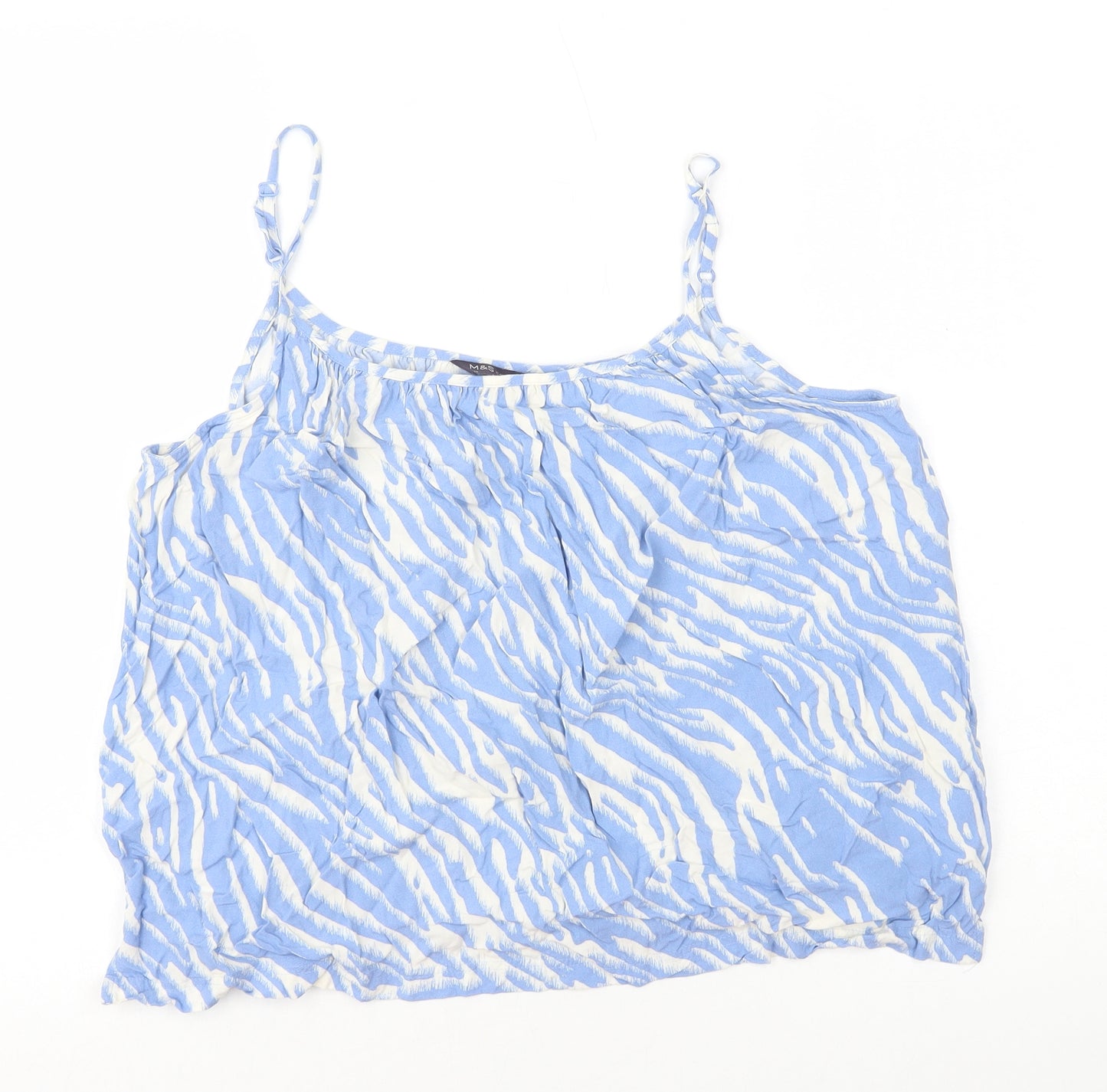 Marks and Spencer Womens Blue Animal Print Cotton Camisole Tank Size 14 Round Neck
