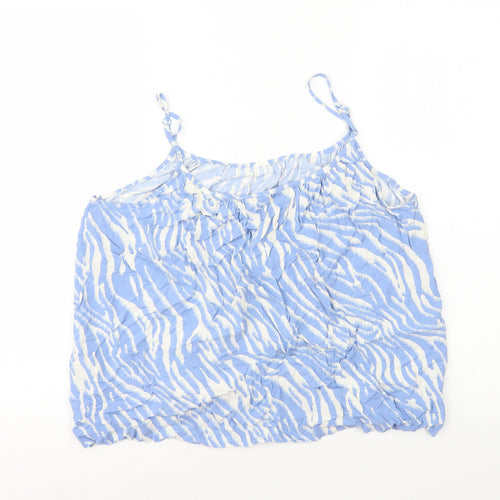 Marks and Spencer Womens Blue Animal Print Cotton Camisole Tank Size 14 Round Neck