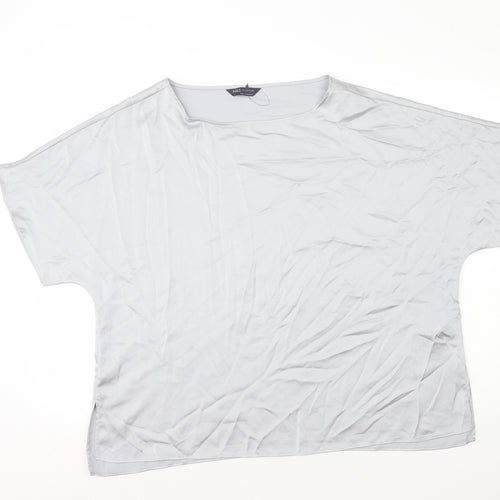 Marks and Spencer Womens Grey Polyester Basic T-Shirt Size 14 Square Neck