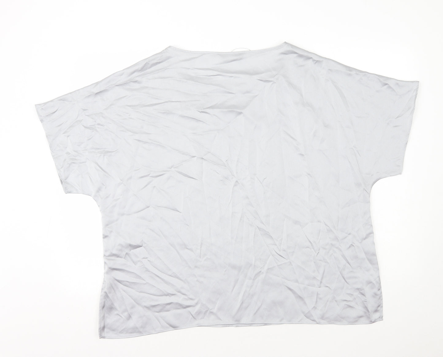 Marks and Spencer Womens Grey Polyester Basic T-Shirt Size 14 Square Neck