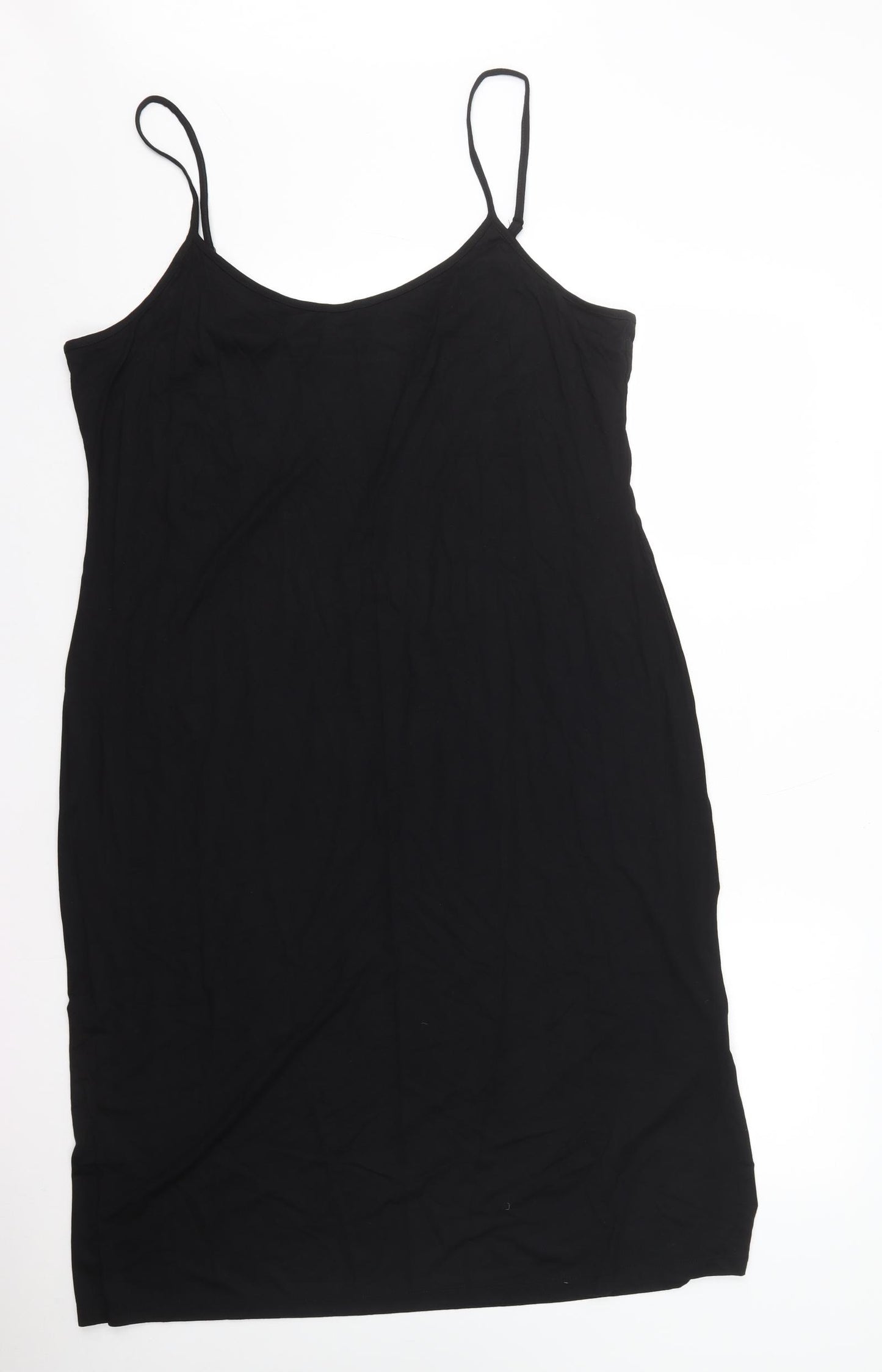 Per Una Womens Black Viscose Slip Dress Size 20 Round Neck Pullover