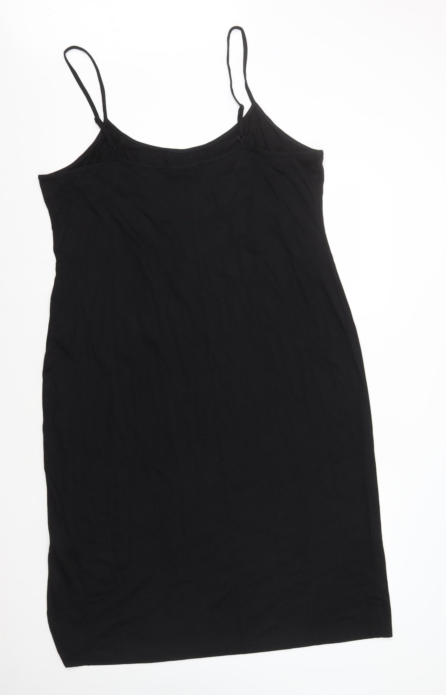 Per Una Womens Black Viscose Slip Dress Size 20 Round Neck Pullover