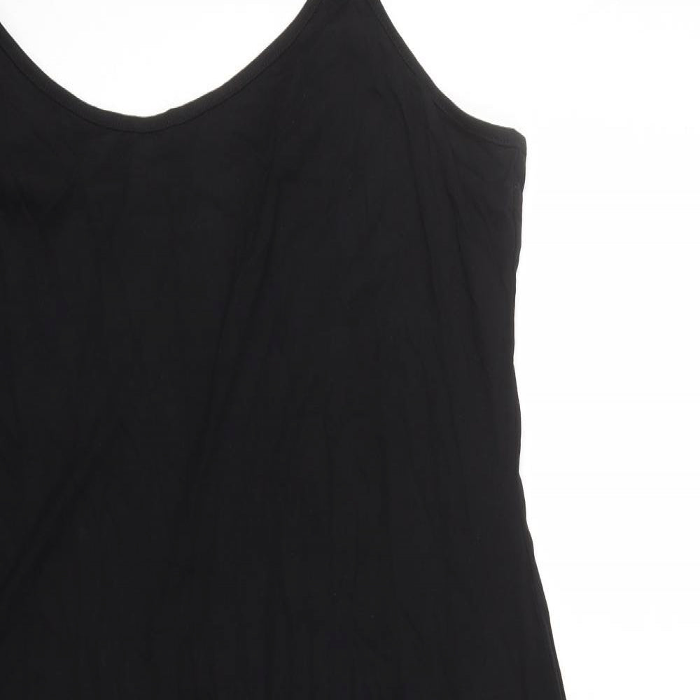 Per Una Womens Black Viscose Slip Dress Size 20 Round Neck Pullover