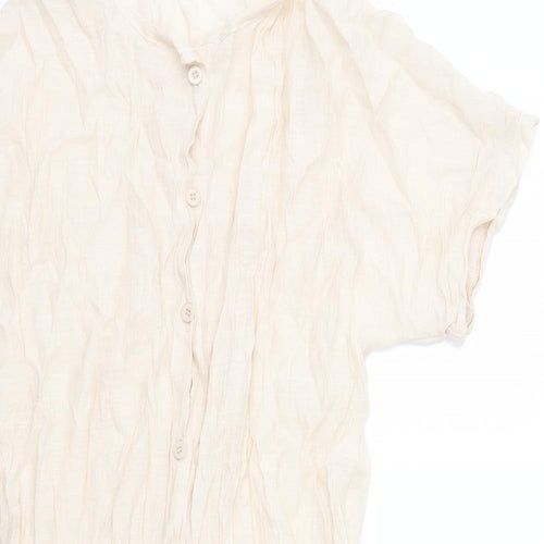 Preworn Womens Ivory Polyester A-Line Size 10 Round Neck Button