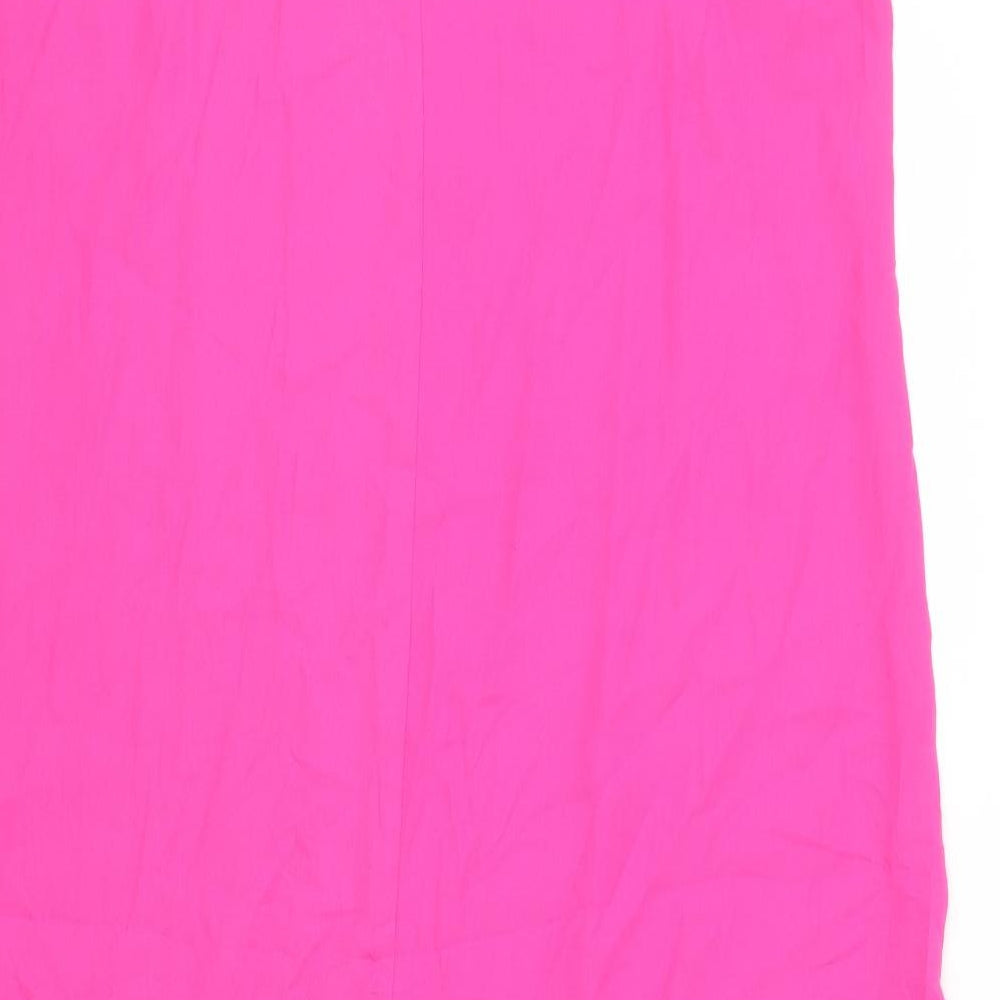 Marks and Spencer Womens Pink Polyester Slip Dress Size 16 V-Neck Pullover