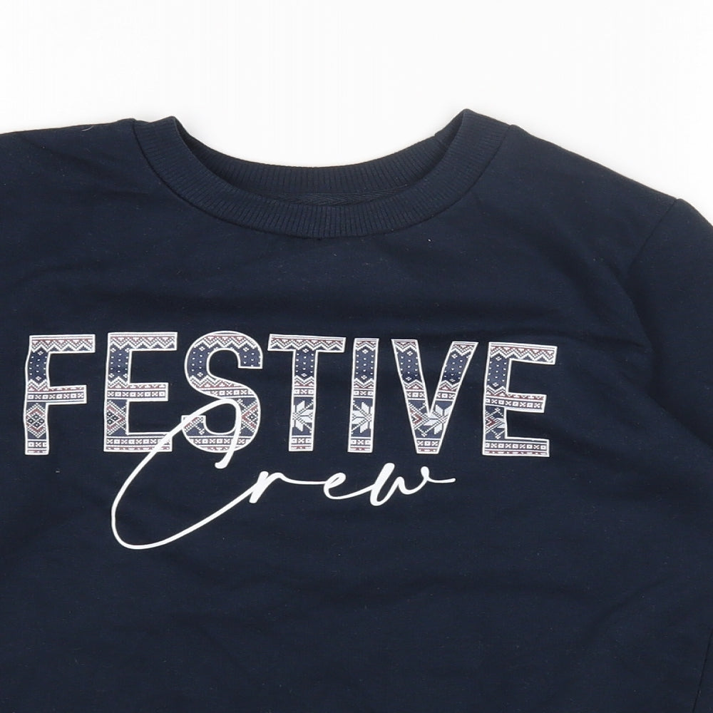 PEP&CO Girls Blue Round Neck Cotton Pullover Jumper Size 10-11 Years Pullover - Festive Crew