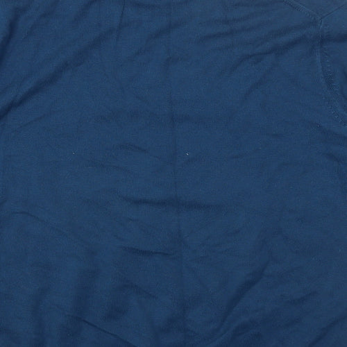 Marks and Spencer Mens Blue Round Neck Cotton Pullover Jumper Size L