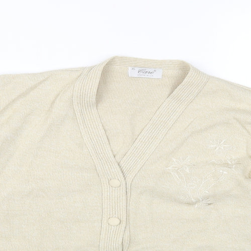 Care Womens Ivory Round Neck Acrylic Cardigan Jumper Size XL